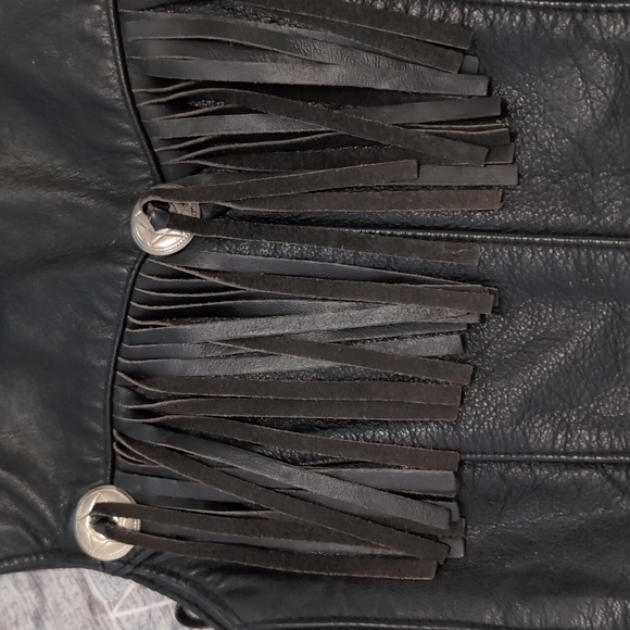 Vintage Harley Davidson Motorcycle Vest- Black Fringe - Picture 3 of 8